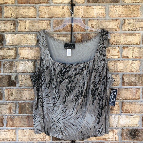 Alex Evenings Made In USA 2 Pieces Set Stretchy Glitter Printed 3/4 Sleeve 3X - Picture 11 of 16